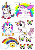 Цукрова картинка №13 Єдиноріг фотодрук на торт єдиноріжки єдинороги