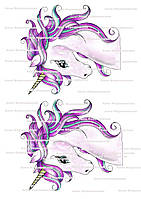 Цукрова картинка №14 Єдиноріг фотодрук на торт єдиноріжки єдинороги