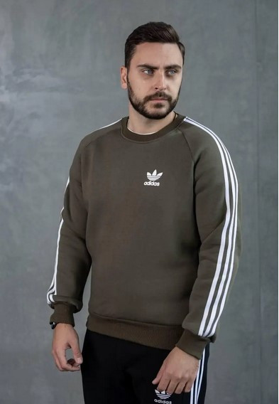 Костюм adidas на флісі світшот хакі чорні штани