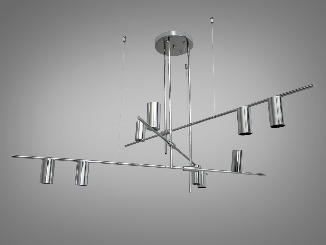 Люстра Loft хром на штанзі 6 ламп GU10