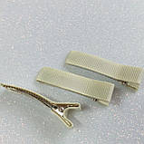 Металева шпилька-основа молочна репсова стрічка 3.5 см, фото 2