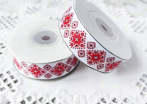 Репсова стрічка ромби червоні 2,5 см. 1 м/п