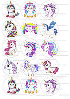 Вафельна картинка №8 Єдиноріг фотодрук на торт єдиноріжки єдинороги