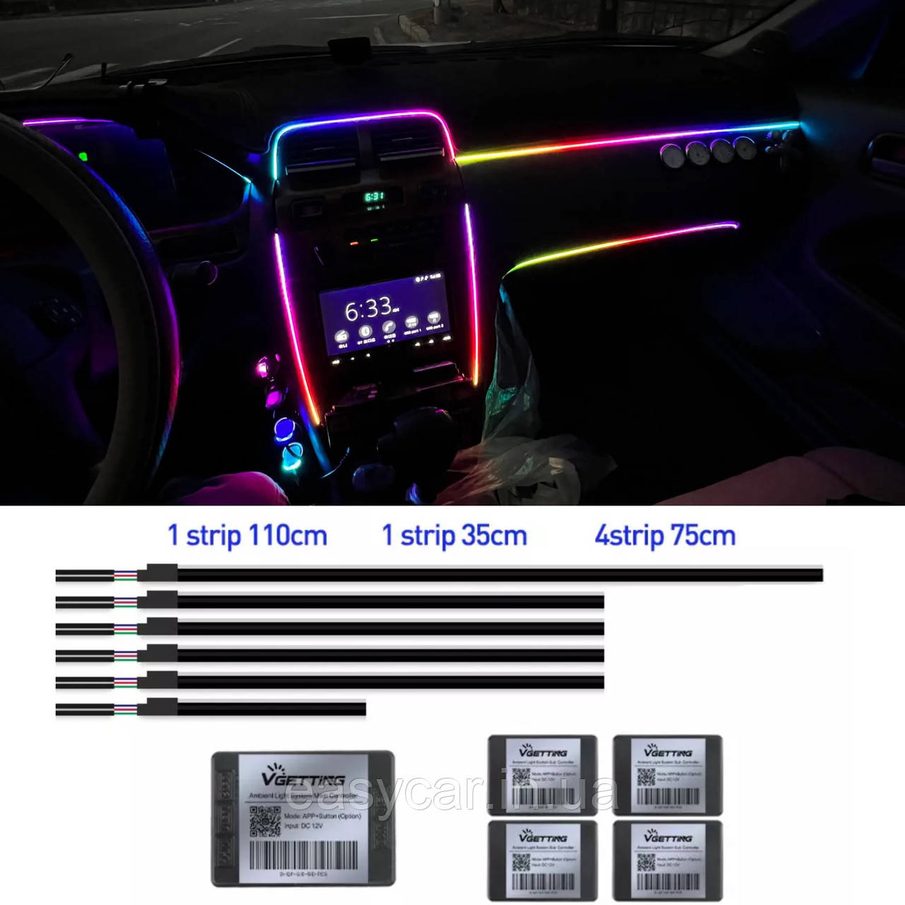 Підсвітка панелі амбієнт Ambient light RGB 6 в 1