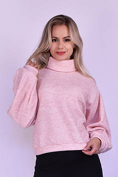 Жіночий светр оверсайз, короткий з ангори рубчик, рожевий Код/Артикул 24 503PK XS-M