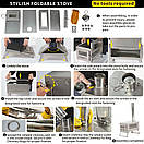 Титанова піч складна на дрова Soomloom titanium посилена буржуйка для наметів з димарем 2 метри, фото 7