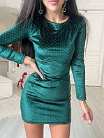 Женское велюровое мини платье Джулия в серебряную точку Dmt218