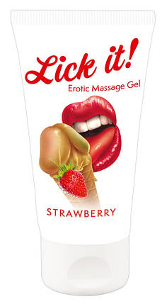 2в1 лубрикант і масажна олія Lick It! Strawberry, 50 мл, фото 1
