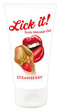 2в1 лубрикант і масажна олія Lick It! Strawberry, 50 мл