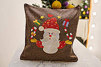 Наволочка на декоративную подушку с вышивкой -Санта с подарками / ПП"Світлана-К"