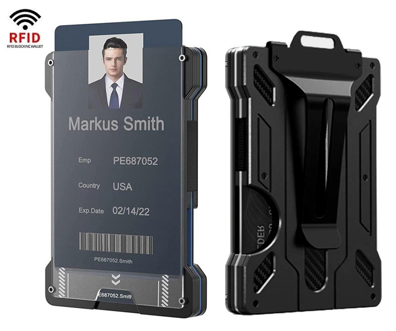 Картхолдер металевий з RFID-захистом Чорний. Тримач для платіжних карток, фото 1