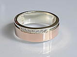 Срібна обручка з золотими вставками, фото 2