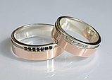 Срібна обручка з золотими вставками, фото 3