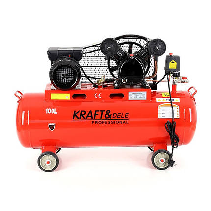 Масляний компресор 100л 10 aтм, 480 л/хв, 2 циліндри Kraft Dele KD402, фото 1