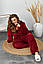 Махрова піжама бордова Домашній теплий костюм Великого розміру, фото 2
