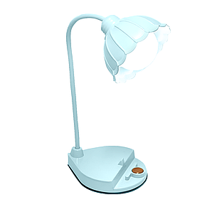 Настільна лампа Квіточка з акумулятором, зарядка від USB, Блакитний (HA-33), фото 2