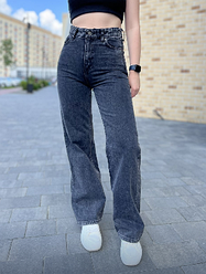 Стильні широкі джинси до низу палаццо темно-сірі розміри 26, 27, 28, 29, 30, 31, 32, 33.