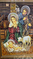 Икона Рождество из янтаря в рамке