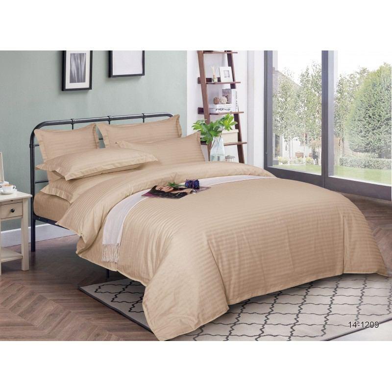 Простирадло на резинці бежева смужка (бязь) борт 25см