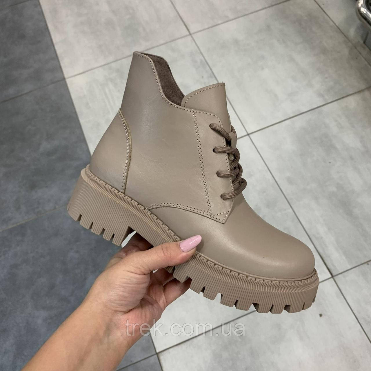 Черевики жіночі зимові шкіряні бежеві /22583/ 39р, фото 1