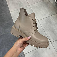 Черевики жіночі зимові шкіряні бежеві /22583/ 39р