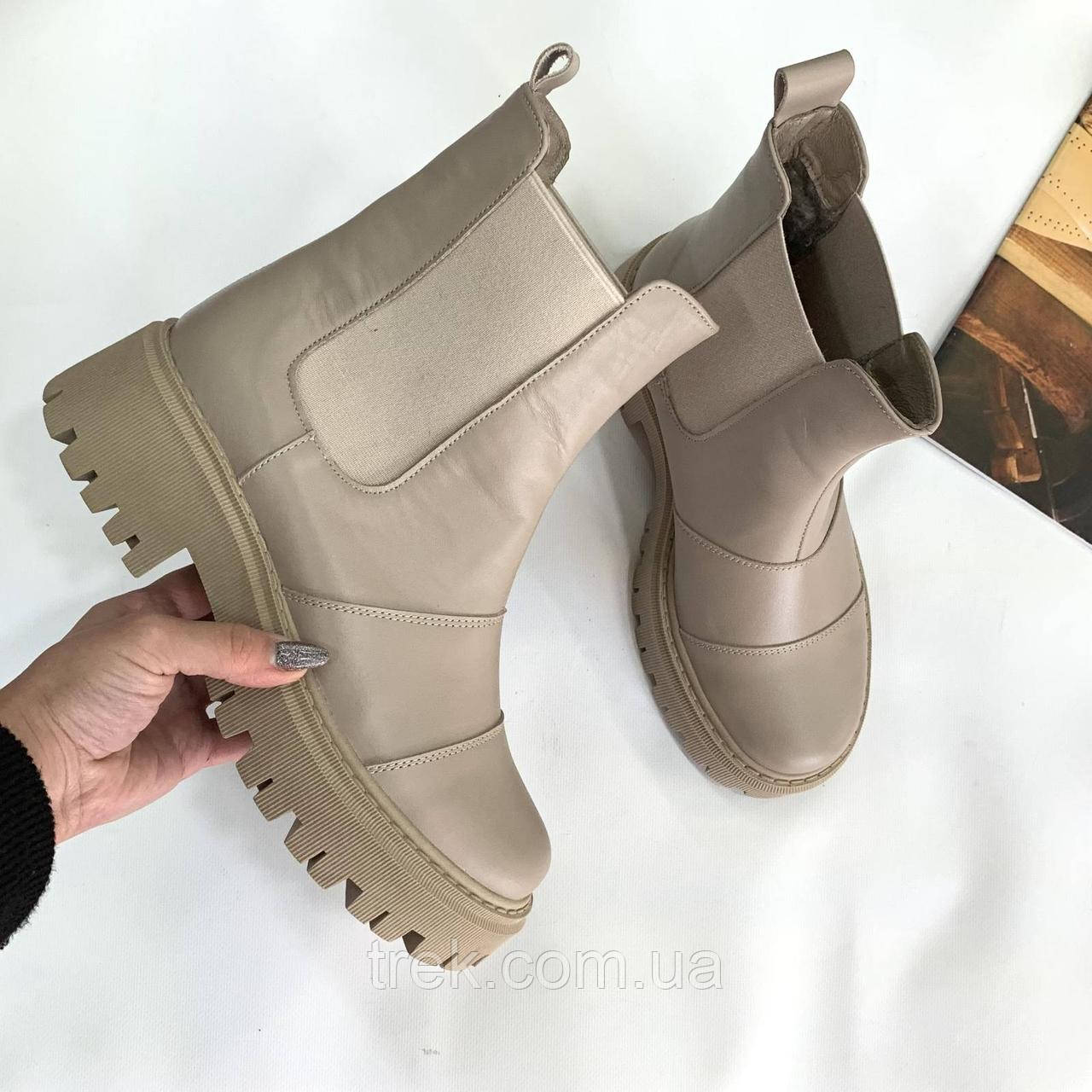 Черевики жіночі зимові шкіряні бежеві /22601/ 39р, фото 1