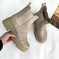 Черевики жіночі зимові шкіряні бежеві /22601/ 39р