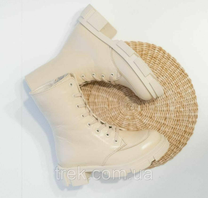 Черевики жіночі зимові шкіряні бежеві /22611/ 39р, фото 1