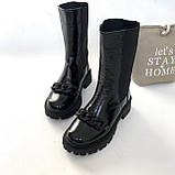 Черевики жіночі зимові шкіряні лакові чорні /22624/ 36р, фото 3