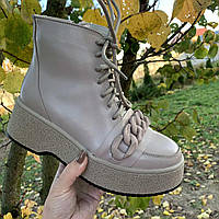 Черевики жіночі зимові шкіряні бежеві /22633/ 36р