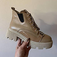 Черевики жіночі зимові шкіряні бежеві /22638/ 37р