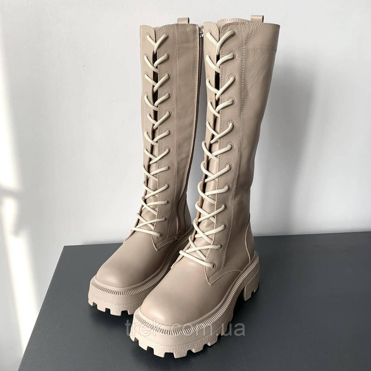 Черевики жіночі зимові шкіряні бежеві /22640/ 37р, фото 1
