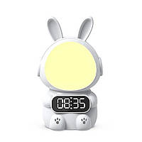 Детский ночник на аккумуляторе с часами будильником и таймером "Кролик" Rabbit Clock