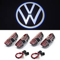 Подсветка в двери с логотипом VW Passat B6/B7/B8/CC/Sharan/Scirocco/Tiguan/Golf 5-6-7(4шт+Проводка/VW White)