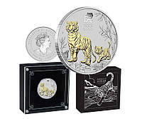 Серебряная позолоченная монета « Год Тигр - TIGER Lunar Year Series III» 31.1 г.