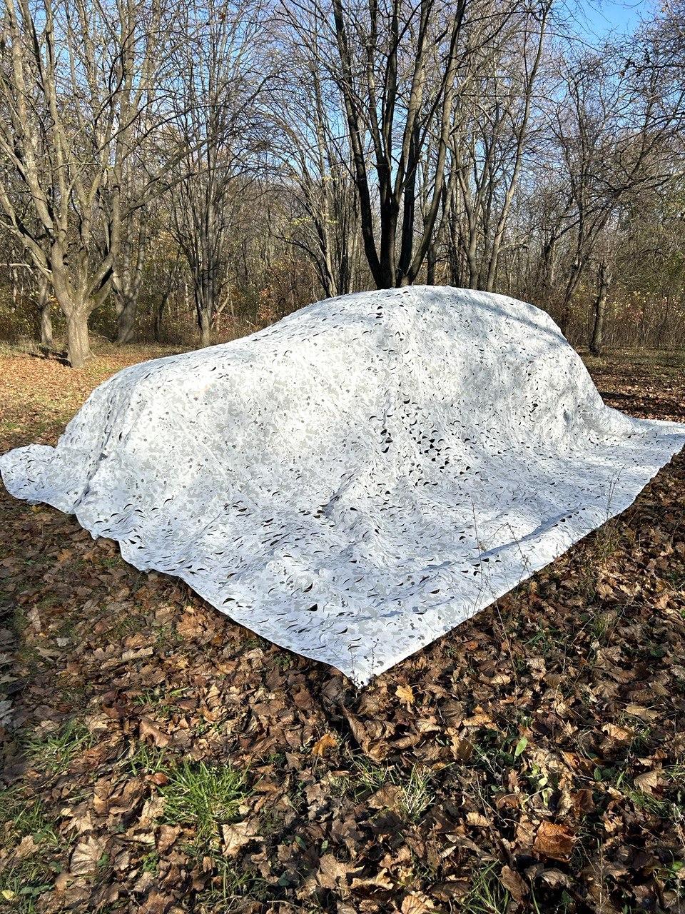 Маскувальна сітка 8х12м біла зимова для пікапа, авто, техніки та позашляховиків. Маскування для окопів, бліндажів Зима №1, фото 1