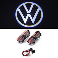 Подсветка в двери с логотипом VW Touareg / Tiguan (+Проводка/VW White)