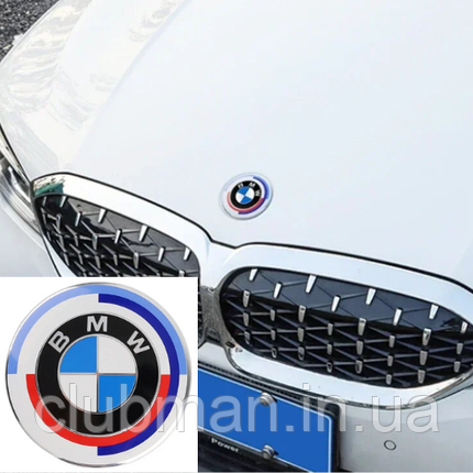 Емблема Юбилейные 50 лет BMW (БМВ) Motorsport - Триколор 82 мм, фото 1