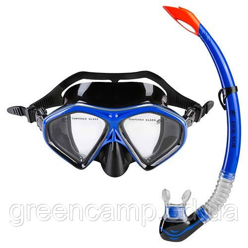 Набір маска та трубка синя для плавання Dolvor PVC 289P