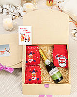 Подарочный набор женский новогодний Олени, Санта
