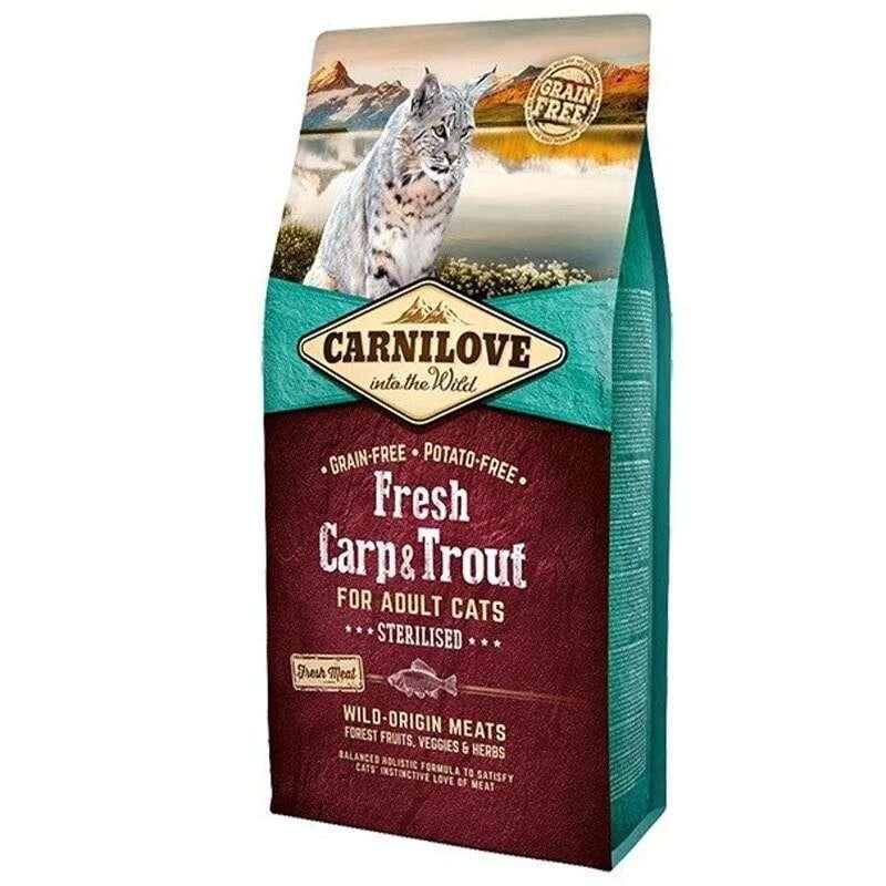 Сухий корм Carnilove Fresh Carp and Trout Sterilised for Adult cats 6 кг короп, форель д/стеріл. котів