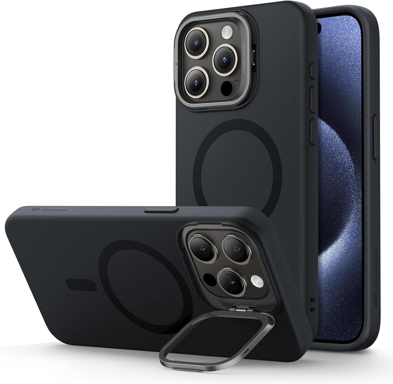 Чохол ESR Cloud Soft With Stash Stand Black для iPhone 15 Pro Max