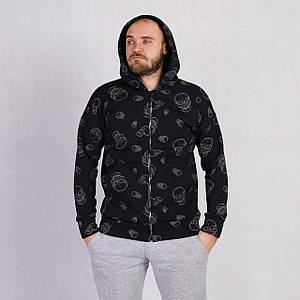 Чоловіча тепла кофта на блискавці з капюшоном "Череп" р. 44-52