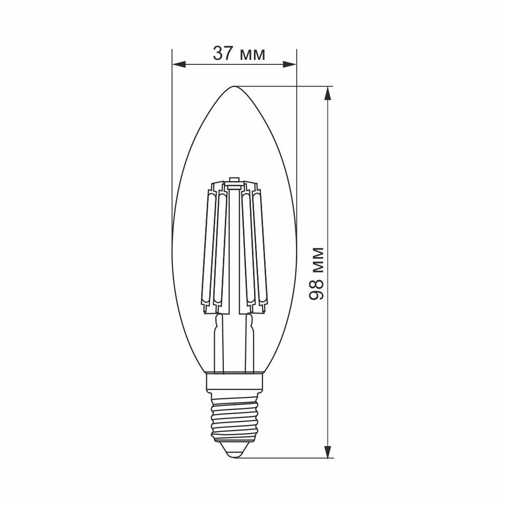 LED лампа VIDEX Filament C37 6W E14 4100K - фото 3 - id-p1619945692