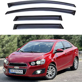 Дефлектори вікон вітровики Chevrolet Аveо ІV (T300) седан 2012 -> (скотч)