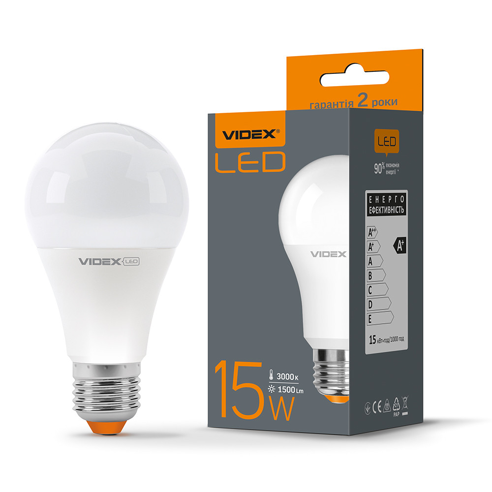 LED лампа VIDEX A65 15W E27 3000K