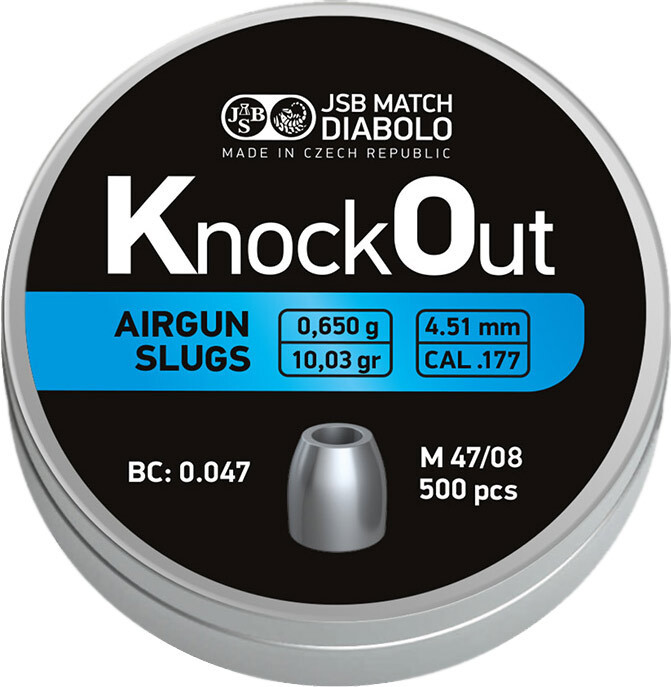 Кулі для пневматики JSB Diabolo KnockOut Slugs 0.65 г 4.51 мм (500 шт)