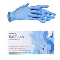 Перчатки нитриловые Medicom SafeTouch Vitals Slim Blue - 50 пар, размер XS (без пудры) синие, 3 г