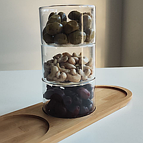 Менажниці секційні 340 мл блюдо для оливок на бамбуковій підставці 33.5*11.5 см Ємності для подачі, фото 2