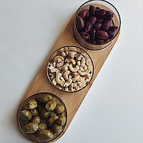 Менажниці секційні 340 мл блюдо для оливок на бамбуковій підставці 33.5*11.5 см Ємності для подачі, фото 5